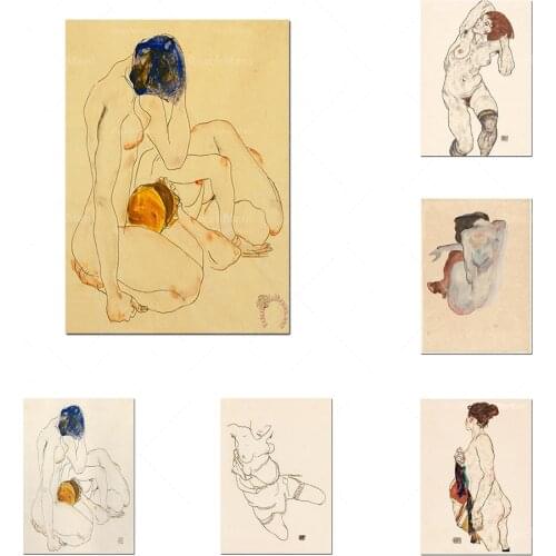 Affiche Egon Schiele- (1918) -Egon Schiele-Poster Femme nue Peinture-Art