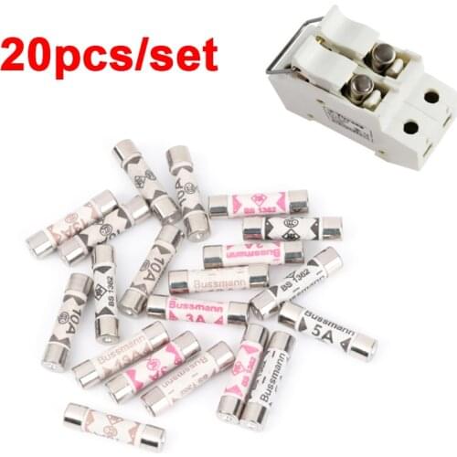 British Plug Fuse 3A 5A 10A 13A Ceramic Tube Fuse British Domestic House Hold Mains Plug Cartridge Fuse 20Pcs/set