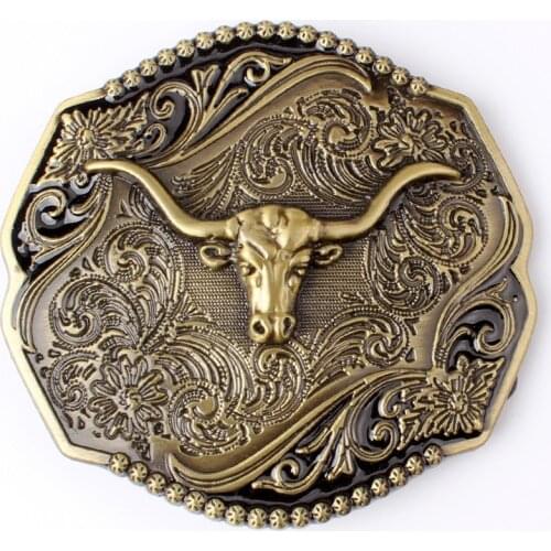 Golden Bull head Belt Buckle Handmade homemade belt accessories waistband DIY Western cowboy rock style k53