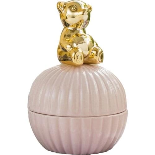 Pink Cute Animals ceramic jewelry boxes Wedding Ring Trinket Box with Crystal Holder Earring Jewelry Storage Box Gift Crafts