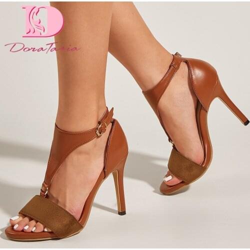 DoraTasia Brand New Ladies Thin High Heels Summer Sandals Women 2021 Fashion Buckle Solid Sandals Party Office Sexy Shoes Woman