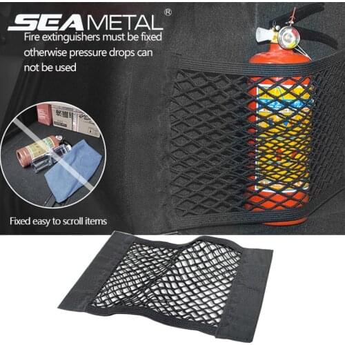 Car Trunk Mesh Organizer Storage Net Seat Back Bag Fire Extinguisher Network Boot String Pockets Auto Magic Tape Stowing Tidying