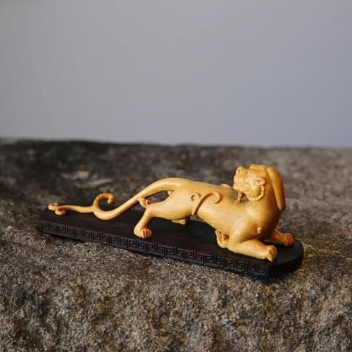 14cm Pixiu Boxwood Animal Sculpture Pixiu Ornaments Lucky Home Crafts Feng Shui Home Decor