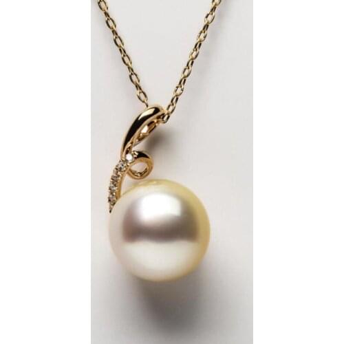 Luminous Genuine South Sea Cultured Pearl Pendant Jewelry 14k Yellow Gold 12.1mm