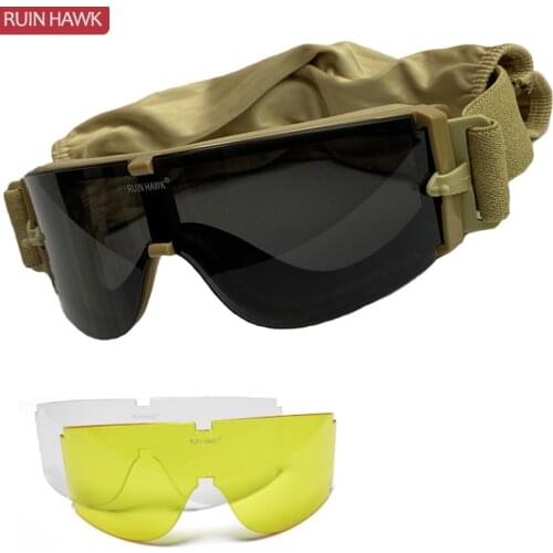 X800 Tactical Googles Military Army Airsoft Shooting Glasses Paintball Wargame Eye-Protection Sunglasses 3 Lens