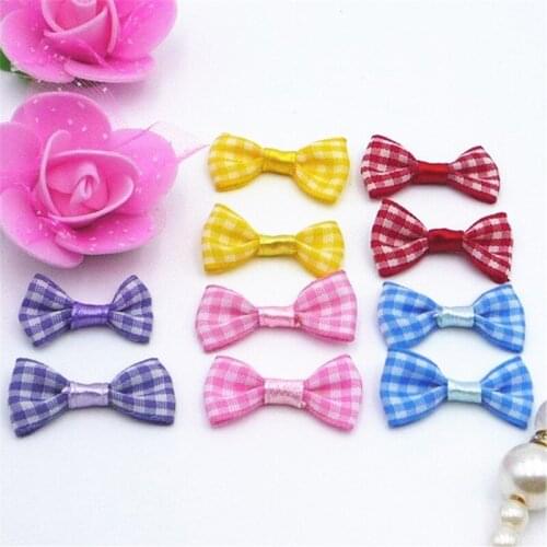 50Pcs 28*15mm Baby Bow lattice Bow Hairpin Craft Repair DIY Wedding Belts Bow Embroidery Scallop Decoration