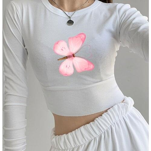 Oversized Butterfly Tops Women Cartoon Cotton Hip Hop Two-piece Suits for Girls Aesthetic Harajuku T Shirt Vintage Jogging Femme