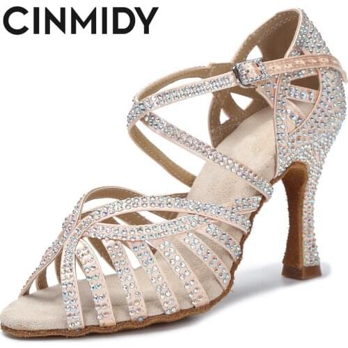 CINMIDY Women Latin Dance Shoes Salsa Rumba Samba Ballroom Party Dance Heels Ladies Wedding High Heels 5cm-10cm Women Sandals