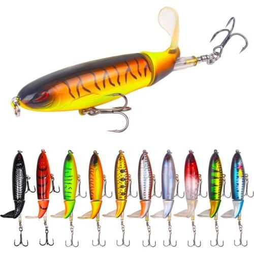 1PCS Whopper Popper 10cm/14cm Fishing Lure Artificial Bait Hard Plopper Soft Rotating Tail Fishing Tackle Geer Pesca FT0095