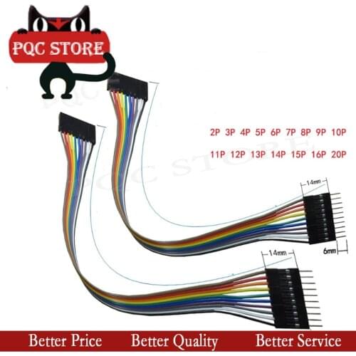 10PCS 2.54MM 2.54 Wire Dupont Line male to female 1P2 3 4 5 6 7 8 9 10 12 Pin Dupont cable connector JUMPER CABLE WIRE FOR PCB