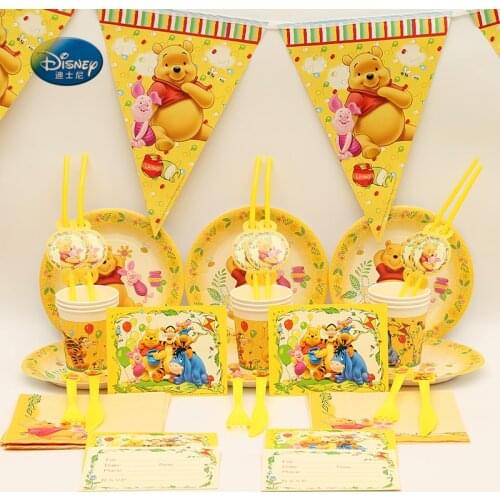 116pcs Winnie the Pooh Party Supplies for 12Kids beautiful Birthday Party Decoration Party Pack Event Party Tableware Set