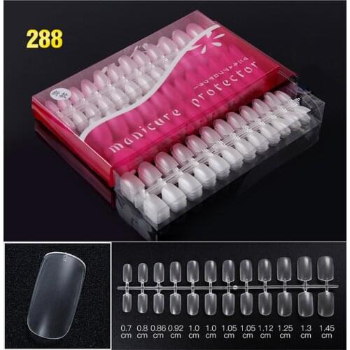 12 Sheets/ bag 288pcs 10 Sizes Ultra-thin Matte Frosted False Nail Art Patch Transparent Full Cover flexible Nail Tips 0.12mm