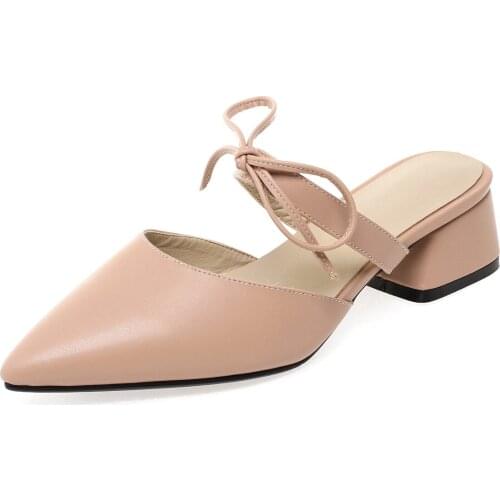 Fashion small fresh 2019 spring and summer thick with the baotou bow sandals female size code 31-47