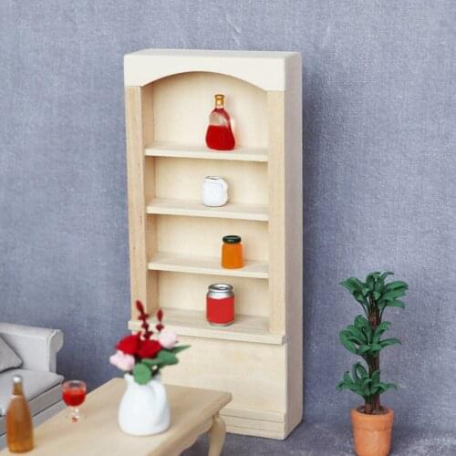 4-Layer Birch Wood Shelves 12th Dollhouse Home Furniture Set Life Scene