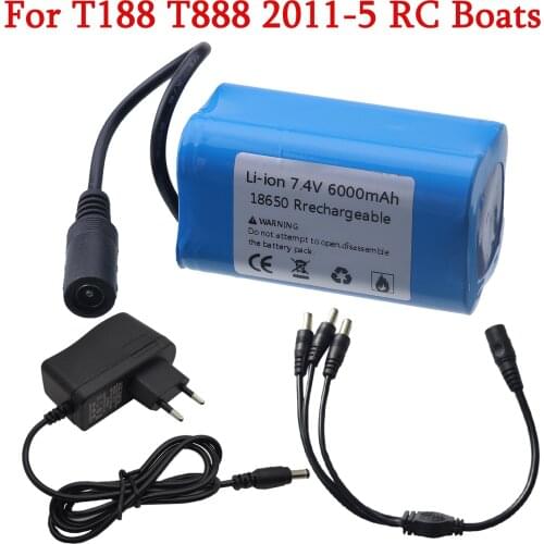 7.4V 6000Mah 18650 Battery Charger For T188 T888 2011-5 V007 C18 H18 RC Fishing Hook Bait Boat battery Spare Part 2S Battery