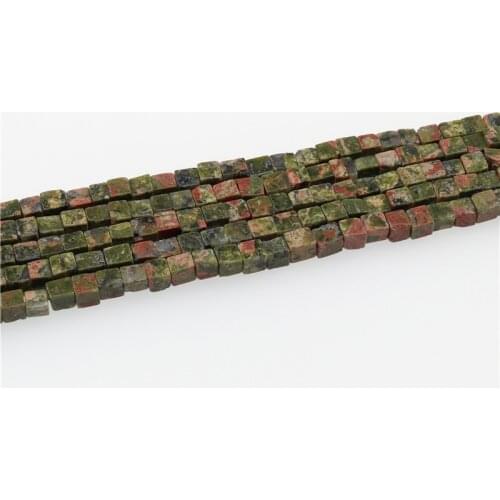 86PCS 4X4mm Natural Square Unakite Gemstones Loose Beads Tube Energy Stone Healing Power for Jewelry Making 15.5" a Strand