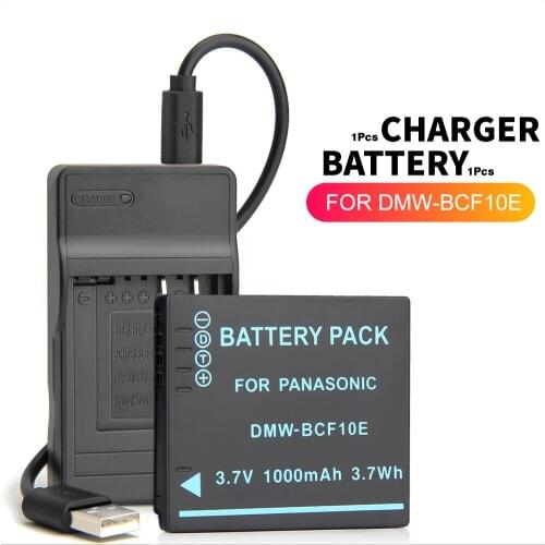 DMW-BCF10E dmw bcf10 Battery + Charger for Panasonic Lumix Camera CGA-S/106C CGA-S/106D CGA-S/106B S009 DE-A59B DE-A60B DMC-FS10