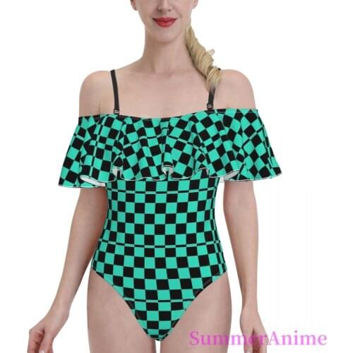 Bikinis Kisatsutai Zenitsu Exotic 2021 Women Flounce Swimsuit high Waist Swimwear Anime Japanese Beach wear