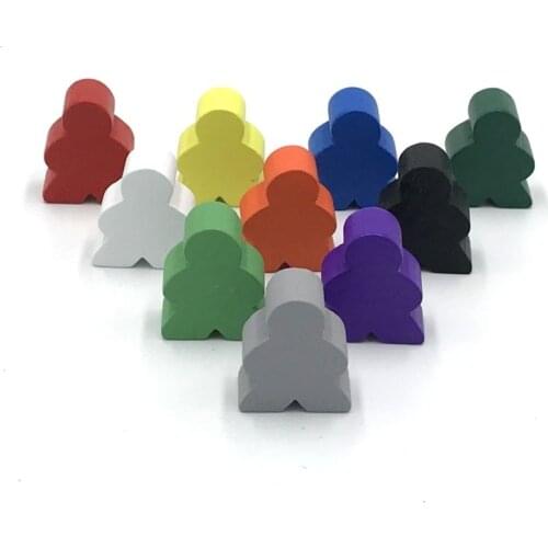 10Pieces 10colors Big Wooden Humanoid Chess Pieces For Meeple Carcassonne Board Game Accessories 1.9*2.4*1CM