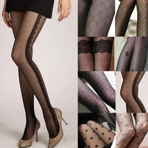 Fashion 11 Styles Hot Sale Sexy Women 2017 Lace Core Wire Jacquard Thin Black Silk Stockings Slim tights