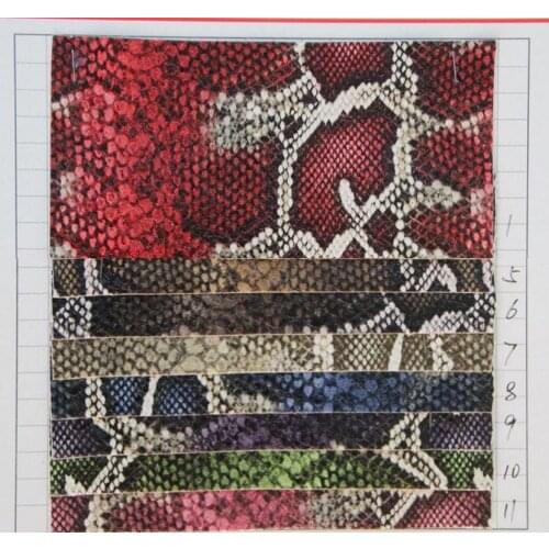 Colorful snake embossed synthetic PVC leather fabric high quality faux snake leather material wholesale