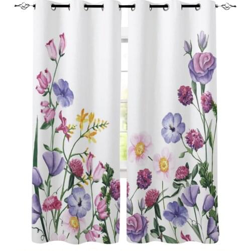 Color Flower Watercolor Plant Curtains For Bedroom Living Room Modern Kitchen Windows Curtain Home Decoration Drapes