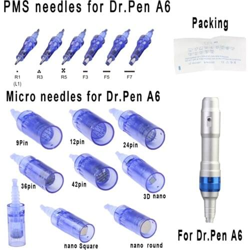 FDA 20pcs/Lot, Dr Pen A6 1 3 5 7 9 12 36 42 Pins Nano Needle Cartridge For MYM Electric Derma Pen Auto Microneedles