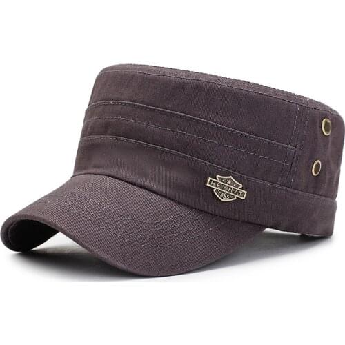 Branded Men Military Cap Summer Autumn Casual Cadet Hat Washed Cotton Flat Top Caps Female Vintage Army Hats Bone Man Cap