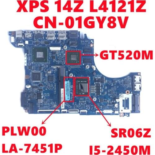 CN-01GY8V 01GY8V 1GY8V For Dell XPS 14Z L4121Z Laptop Motherboard PLW00 LA-7451P W/ SR06Z I5-2450M N12P-GV-S-A1 Fully Tested OK