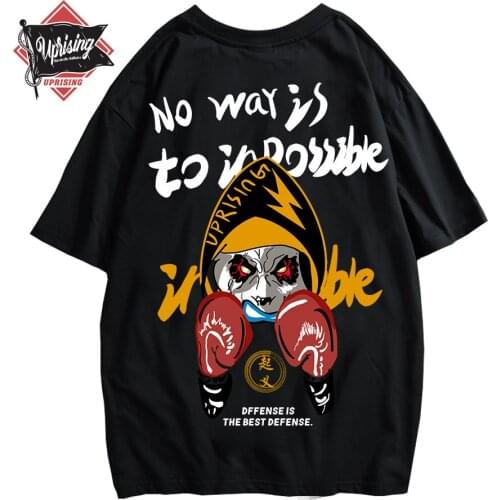 Boxing Men T-Shirts Hip Hop Tee Chinese Style Printed Tide brand half Sleeve Top Casual Streetwear Cotton Tshirt Oversized