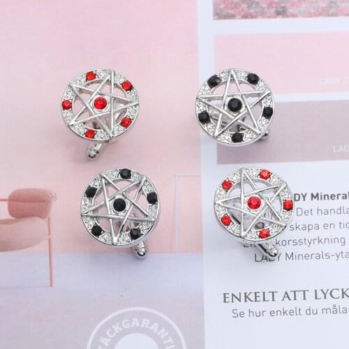 Classic Popular Movie Cufflinks Retro Five-pointed Star Inlaid Red Rhinestone Charm Mens French Cufflinks Fashion Jewelry Gift