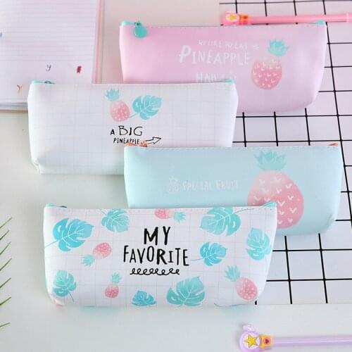 Korean stationary kawaii pencil bag 12pcs cute fruit large pencil pouch for pencils and pen organizer zipper bag school supplies