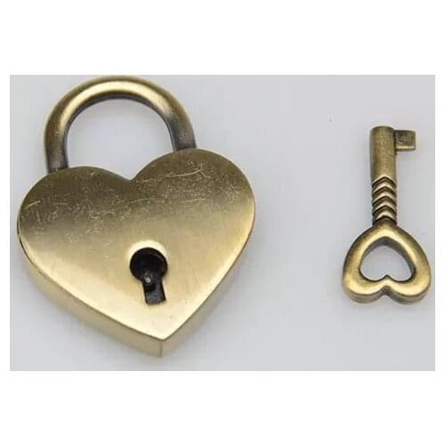 Brass Bronze Heart Lock Key Set for Hand Bag Clutch Backpack - 20pc
