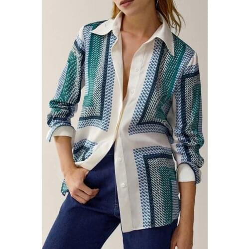 LVWOMN Blouses Women Clothing Za 2020 Fashion Printing Women Blouses Lapel Long Sleeve Office Girl Tops Chic Woman Blouse