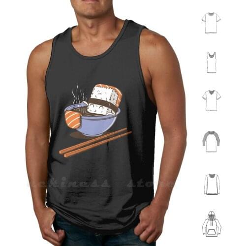 Jacuzzi Food Tank Top Cotton Vest Sleeveless Men Women Sushi Food Soy Cute Cartoon Japan Food Parody Mashup Humor Cartoons