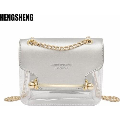 Fashion Women Brand Design Small Square Shoulder Bag Clear Transparent PU Composite Messenger Bags New Female Handbags ZF9540