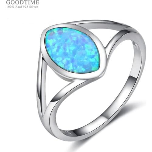 Fashion 925 Sterling Silver Fine Jewelry Opal Rings For Women Engagement Bridal Wedding Jewelry Gifts Opal Oval Silver Ring