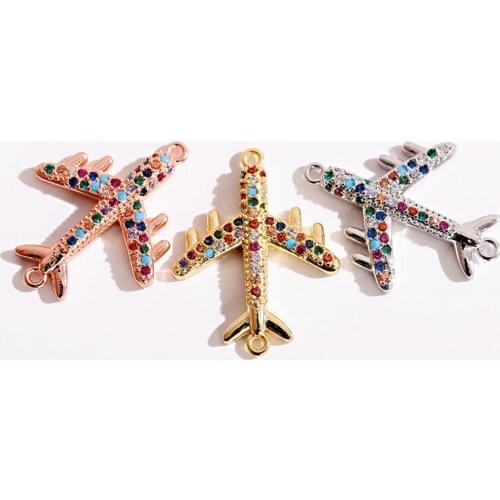 Fashion Classic Airplane Shape DIY Inlaid Zircon Modern Women Accessories For Jewelry Making Findings Wholesale Supplies