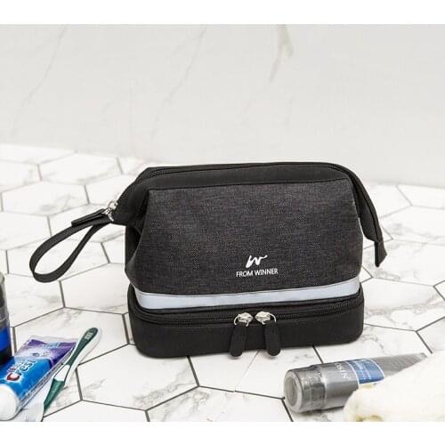 Men Double Layer Cosmetic Bag Waterproof Travel Makeup Storage Bath Shaving Large Toiletry Bags