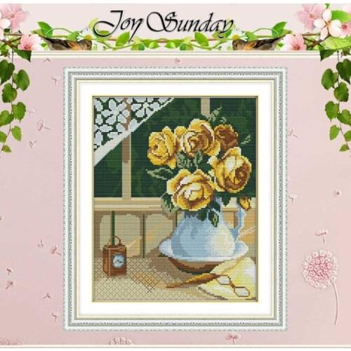 Yellow rose counted Cross Stitch 11CT 14CT Cross Stitch Set Wholesale DIY Chinese flower Cross-stitch Kit Embroidery Needlework