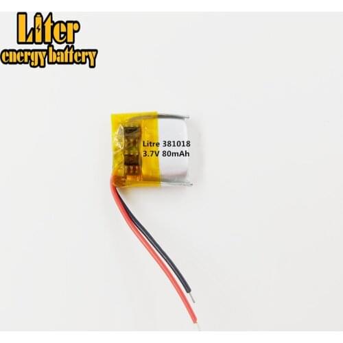 NEWEST producy! 381018 slim lipo curved battery li-polymer battery 80mAh 3.7v lithium polymer battery good quality