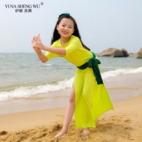 New Kids Girl Belly Dance Costume Set Robe+Scarf+Belt+Underpants 4pcs Oriental Dance Bellydance Long Robe Dress Competition Suit