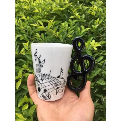 Dropshipping high quality ceramic musical instrument handle mug coffee mug cup