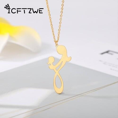 Birth Mother Baby Neckalce 2020 New Mother Necklaces For Women Gift For Mom Gold Color Pendant Necklace Collar Girl Jewelry