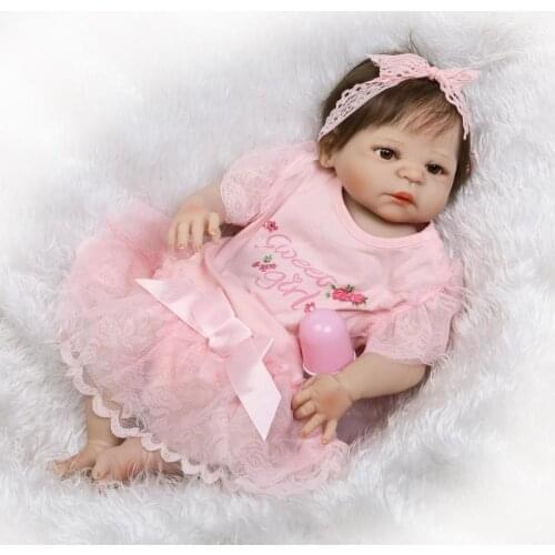 56cm Full Silicone Vinyl Reborn Baby Doll Realistic Girl Babies Dolls 23inch Lifelike Princess Kids Toy Children Birthday Gift
