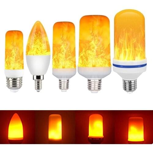 LED Dynamic Flame Effect Light Bulb 5W 7W 9W Creative Corn Bulb Flame Simulation Effect Energy Saving Multiple Mode Night Light