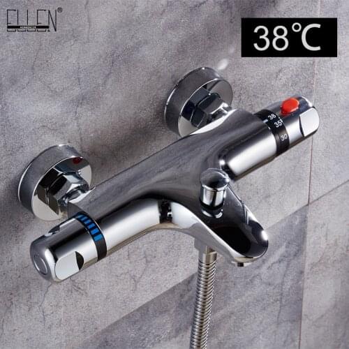 Thermostatic Bath faucet With Hand Shower Wall Mounted Bathtub Faucets Bath Shower Faucet Chrome Finished EL9523