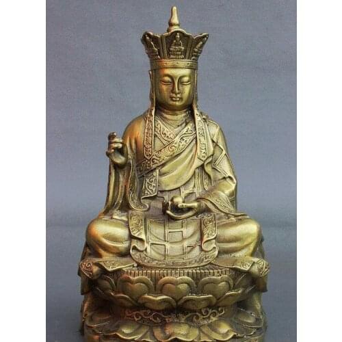 Tibetan Brass Tang Monk Namo Buddha Ksitigarbha Bodhisattva Hell leader Statue