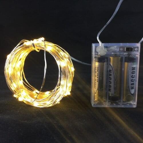 10M 33ft 100 led 3AA battery powered outdoor led copper wire string lights for christmas festival wedding party decoration 2016