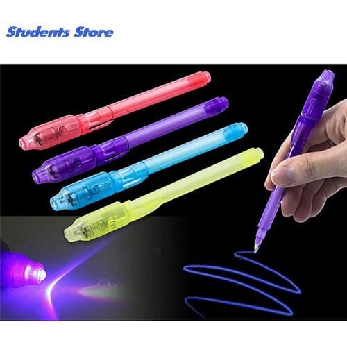 Magic Purple 2 In 1 UV Black Light Combo Creative Stationery School Office Drawing Invisible Ink Pen
